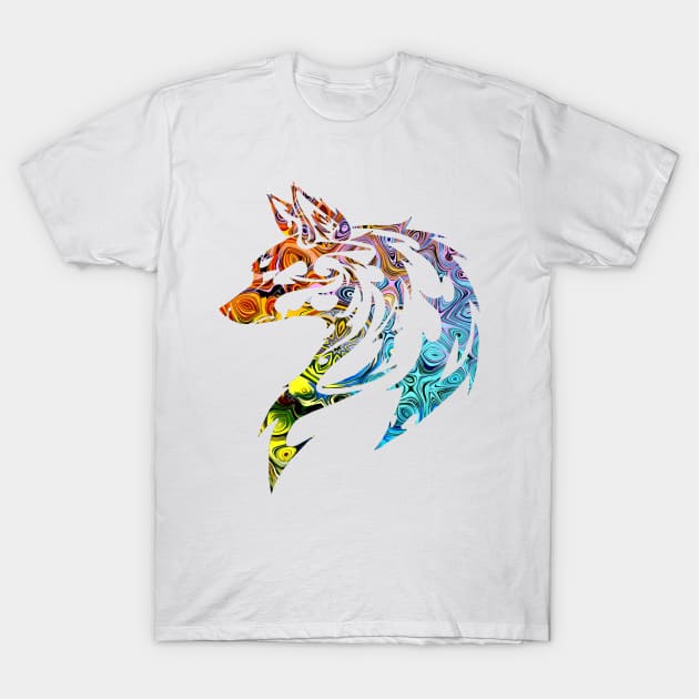 Trippy Tribal Wolf/Fox T-Shirt by Adamhass